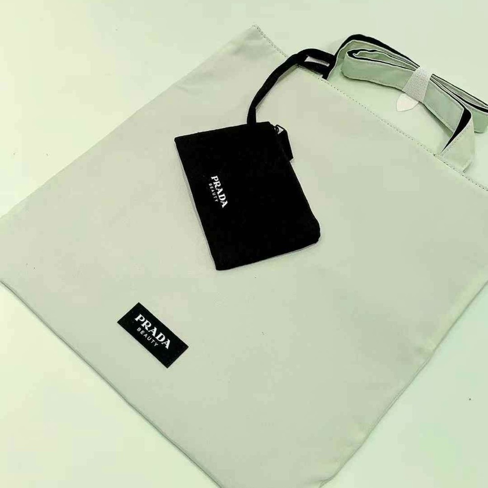 Prada Cream and Black Tote Bag